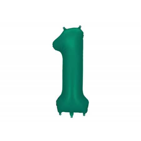 Balon foliowy Cyfra 1 - 86 cm - Butelkowa zieleń PARTY DECO
