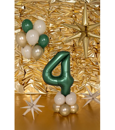 Balon foliowy Cyfra 4 - 86 cm - Butelkowa zieleń PARTY DECO