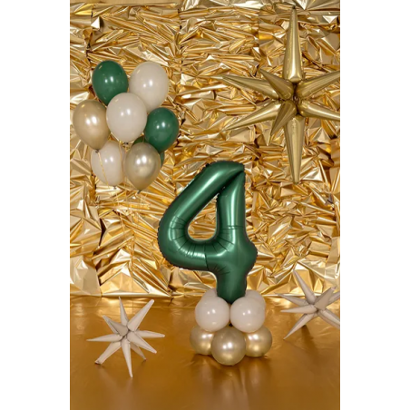 Balon foliowy Cyfra 4 - 86 cm - Butelkowa zieleń PARTY DECO