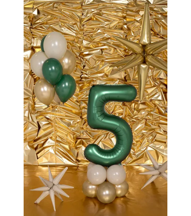 Balon foliowy Cyfra 5 - 86 cm - Butelkowa zieleń PARTY DECO