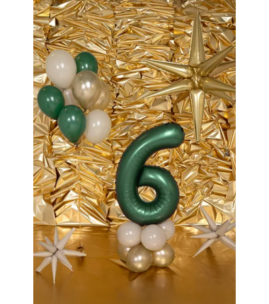 Balon foliowy Cyfra 6 - 86 cm - Butelkowa zieleń PARTY DECO