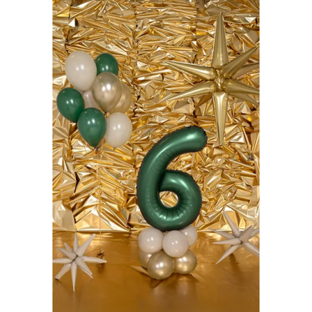 Balon foliowy Cyfra 6 - 86 cm - Butelkowa zieleń PARTY DECO