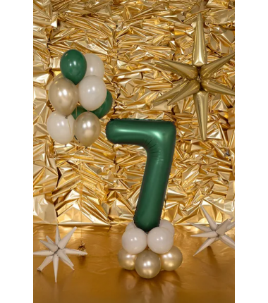 Balon foliowy Cyfra 7 - 86 cm - Butelkowa zieleń PARTY DECO