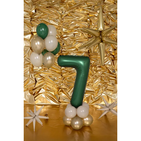 Balon foliowy Cyfra 7 - 86 cm - Butelkowa zieleń PARTY DECO