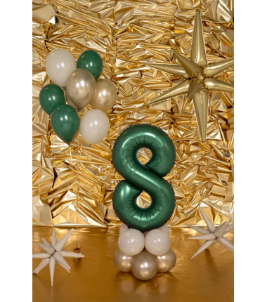 Balon foliowy Cyfra 8 - 86 cm - Butelkowa zieleń PARTY DECO