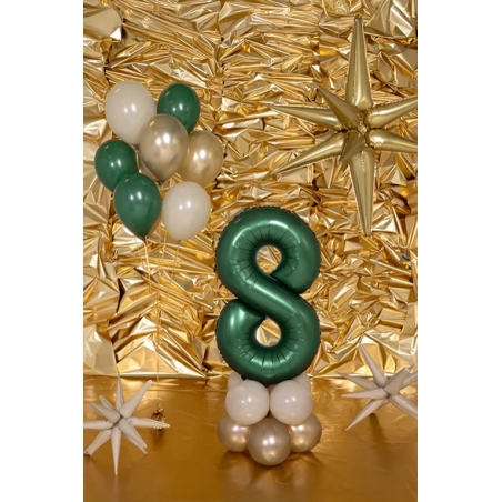 Balon foliowy Cyfra 8 - 86 cm - Butelkowa zieleń PARTY DECO