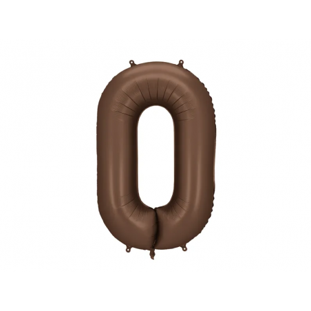 Balon foliowy Cyfra 0 - 86 cm - Mocca satynowy