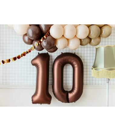 Balon foliowy Cyfra 0 - 86 cm - Mocca satynowy