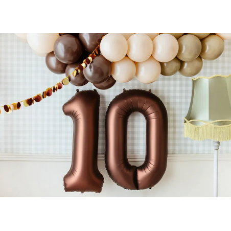 Balon foliowy Cyfra 0 - 86 cm - Mocca satynowy