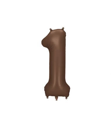 Balon foliowy Cyfra 1 - 86 cm - Mocca satynowy