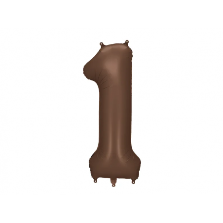 Balon foliowy Cyfra 1 - 86 cm - Mocca satynowy