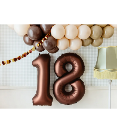 Balon foliowy Cyfra 1 - 86 cm - Mocca satynowy