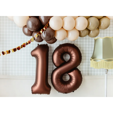 Balon foliowy Cyfra 1 - 86 cm - Mocca satynowy