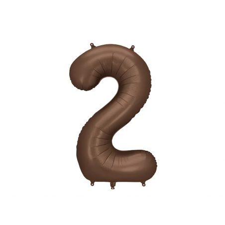 Balon foliowy Cyfra 2 - 86 cm - Mocca satynowy
