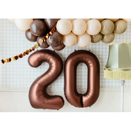 Balon foliowy Cyfra 2 - 86 cm - Mocca satynowy