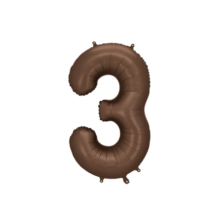 Balon foliowy Cyfra 3 - 86 cm - Mocca satynowy