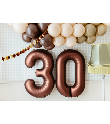 Balon foliowy Cyfra 3 - 86 cm - Mocca satynowy