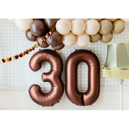 Balon foliowy Cyfra 3 - 86 cm - Mocca satynowy