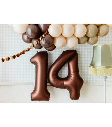 Balon foliowy Cyfra 4 - 86 cm - Mocca satynowy