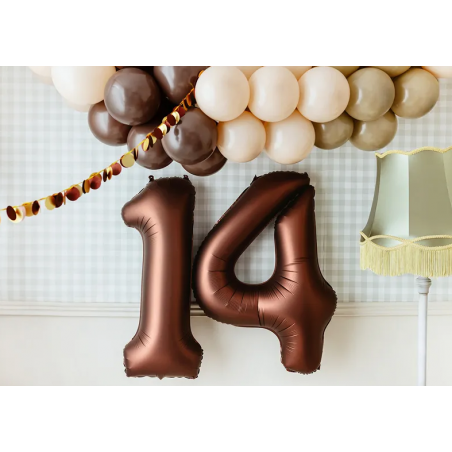 Balon foliowy Cyfra 4 - 86 cm - Mocca satynowy