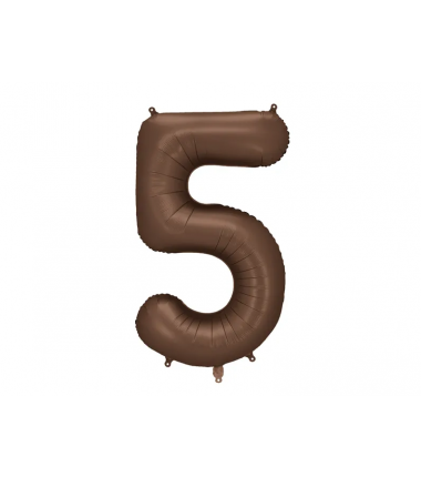 Balon foliowy Cyfra 5 - 86 cm - Mocca satynowy