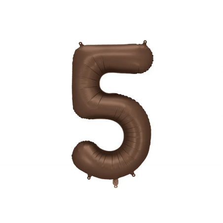 Balon foliowy Cyfra 5 - 86 cm - Mocca satynowy