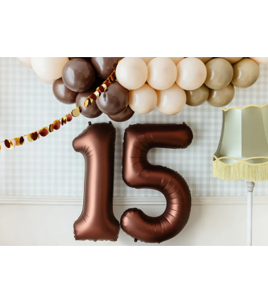Balon foliowy Cyfra 5 - 86 cm - Mocca satynowy