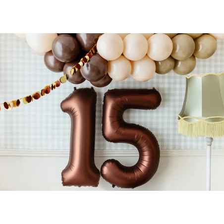 Balon foliowy Cyfra 5 - 86 cm - Mocca satynowy