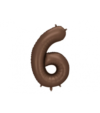 Balon foliowy Cyfra 6 - 86 cm - Mocca satynowy