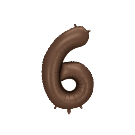 Balon foliowy Cyfra 6 - 86 cm - Mocca satynowy