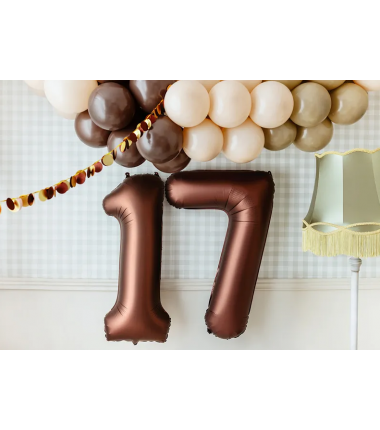 Balon foliowy Cyfra 7 - 86 cm - Mocca satynowy