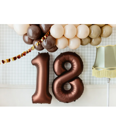 Balon foliowy Cyfra 8 - 86 cm - Mocca satynowy