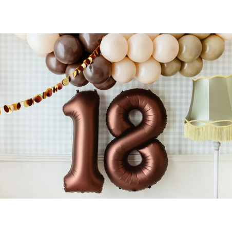 Balon foliowy Cyfra 8 - 86 cm - Mocca satynowy