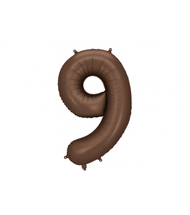 Balon foliowy Cyfra 9 - 86 cm - Mocca satynowy