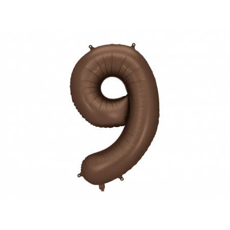 Balon foliowy Cyfra 9 - 86 cm - Mocca satynowy