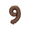 Balon foliowy Cyfra 9 - 86 cm - Mocca satynowy