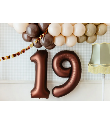 Balon foliowy Cyfra 9 - 86 cm - Mocca satynowy