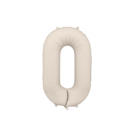 Balon foliowy Cyfra 0 - 86 cm - Jasny beżowy matowy