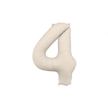 Balon foliowy Cyfra 4 - 86 cm - Jasny beżowy matowy