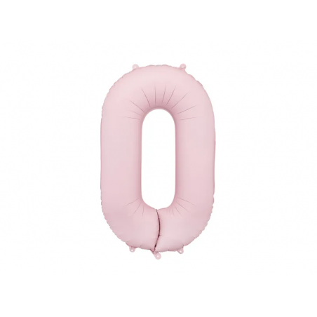 Balon foliowy Cyfra 0 - 86 cm - Jasny różowy matowy