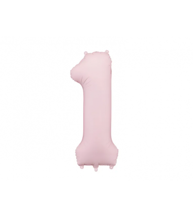 Balon foliowy Cyfra 1 - 86 cm - Jasny różowy matowy