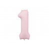 Balon foliowy Cyfra 1 - 86 cm - Jasny różowy matowy
