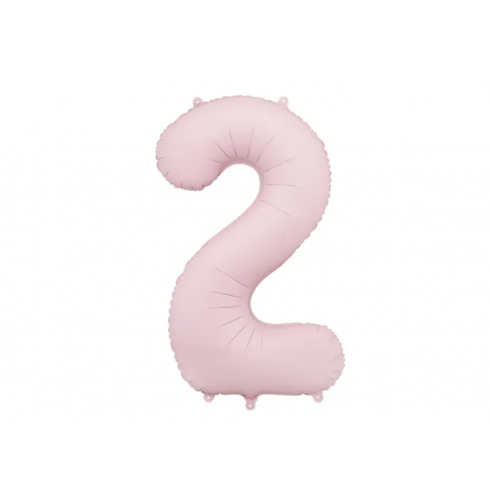 Balon foliowy Cyfra 2 - 86 cm - Jasny różowy matowy