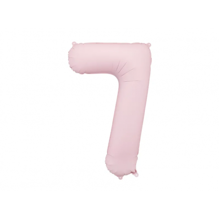 Balon foliowy Cyfra 7 - 86 cm - Jasny różowy matowy