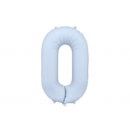 Balon foliowy Cyfra 0 - 86 cm - Mglisty niebieski matowy