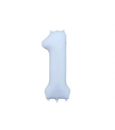 Balon foliowy Cyfra 1 - 86 cm - Mglisty niebieski matowy