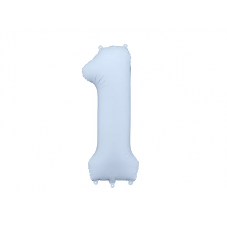Balon foliowy Cyfra 1 - 86 cm - Mglisty niebieski matowy