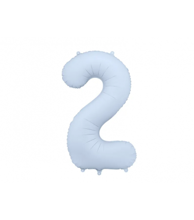 Balon foliowy Cyfra 2 - 86 cm - Mglisty niebieski matowy