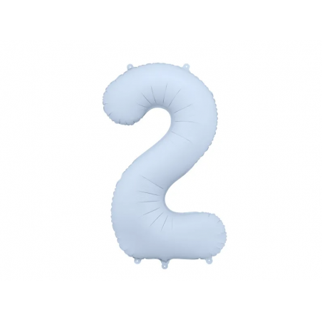 Balon foliowy Cyfra 2 - 86 cm - Mglisty niebieski matowy
