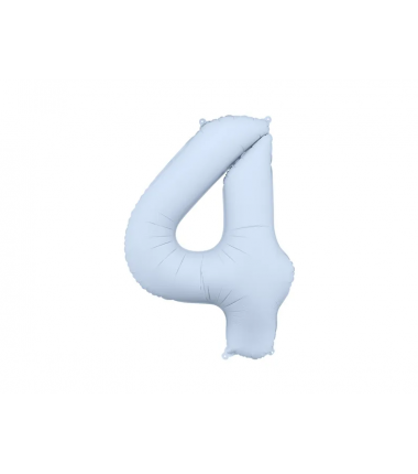 Balon foliowy Cyfra 4 - 86 cm - Mglisty niebieski matowy